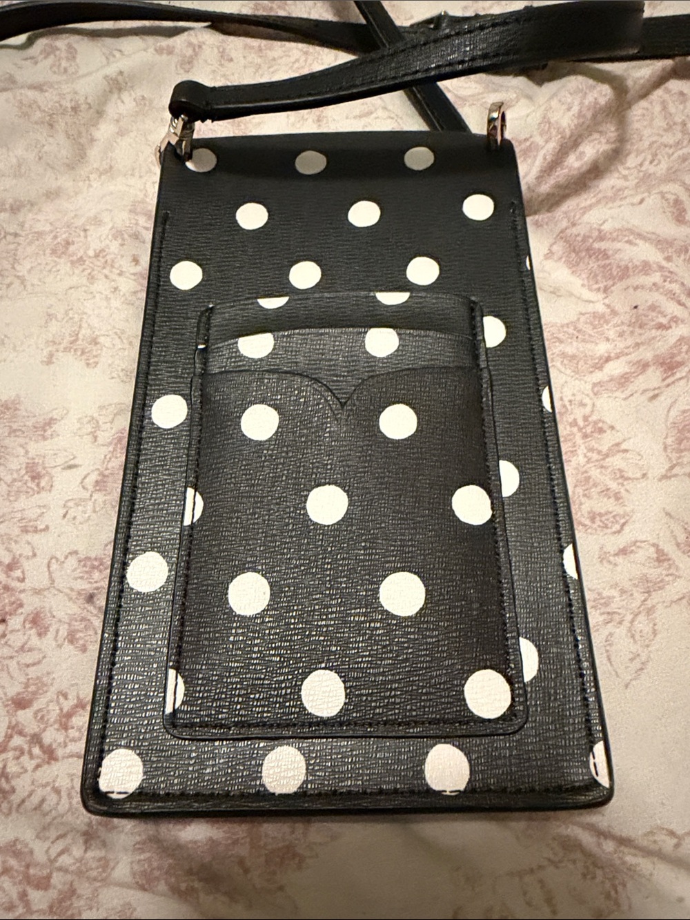 kate spade Black and White Polka Dot Crossbody Phone Pouch - Picture 3 of 4